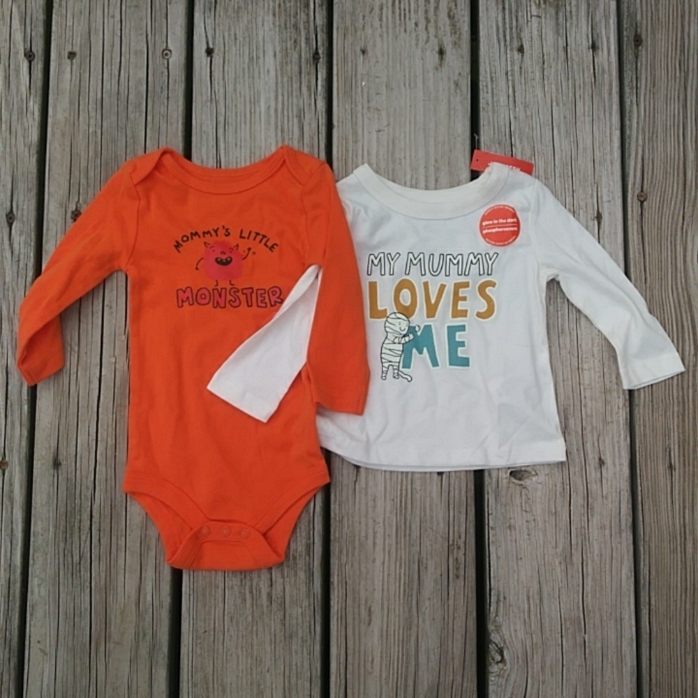 3 - 6 Month Halloween Glow in Dark T and Onesie